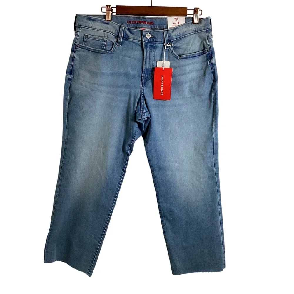 Lucky Brand Sweet Crop Jeans Mid Rise‎ Advanced Stretch Light Wash 14/32 NWT