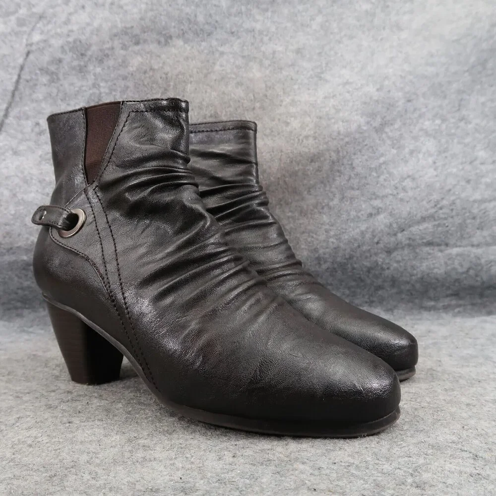 Spring Step Shoes Womens 39 Patrizia Bootie Block Heel Slouchy Leather Fashion