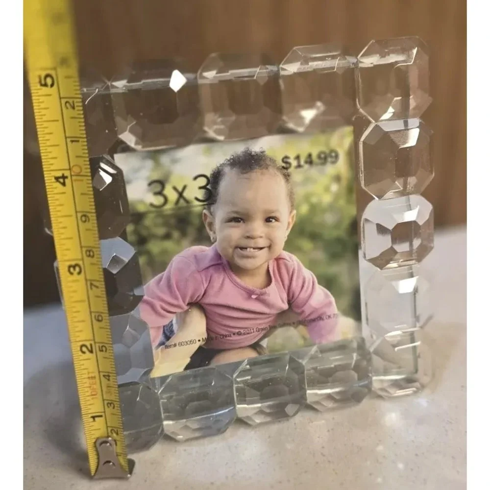 New‎ Modern Solid Glass 5x5 Picture Frame Holds 3x3 Photo