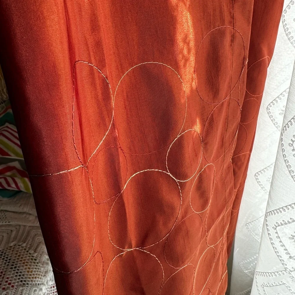 Set of 2 Taffeta Curtains drapes size 54” by 95” embroidered color copper