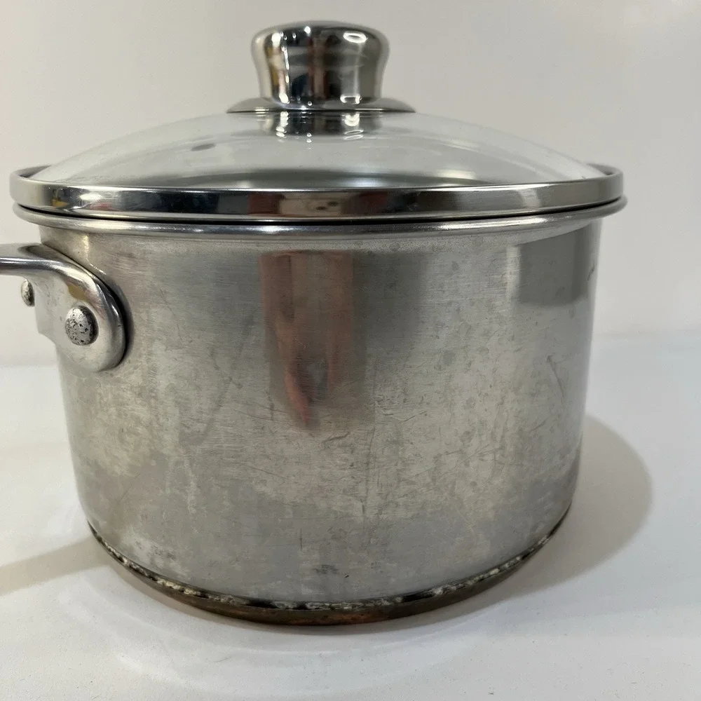 Vtg Revere Ware Copper Bottom 2.5 Qt-Saucepan w/Glass Lid METAL Handle‎ 1801