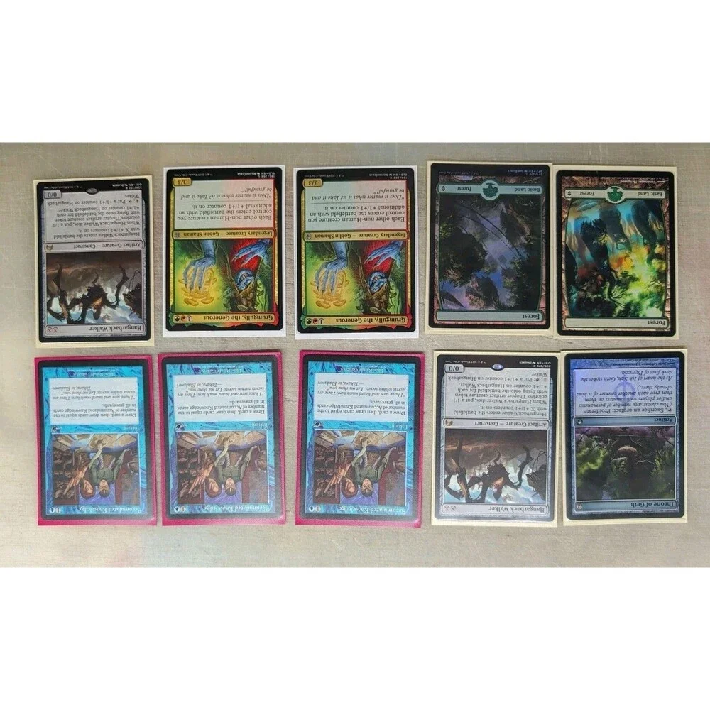 ​MTG Lot of Ten: 2x Hangarback Walker, 2x Grumgully, Full-Art Lands & more