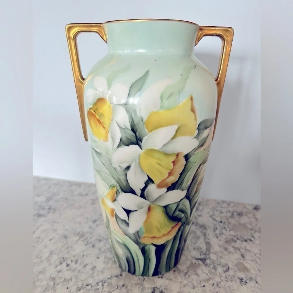 Heinrich & Co. Selb Bavaria Double Handled Hand Painted Vase