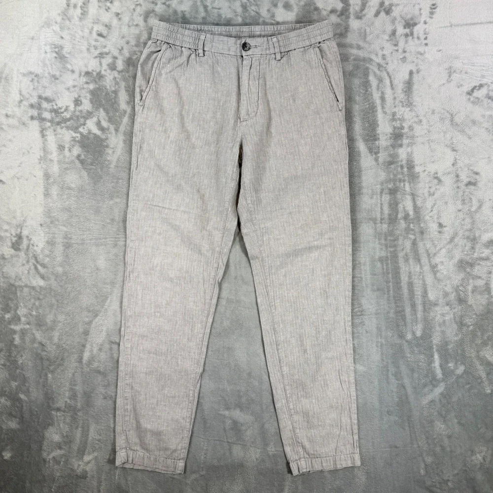 Banana Republic Mason Athletic Tapered Linen Pants Men's Size 32x34 Gray