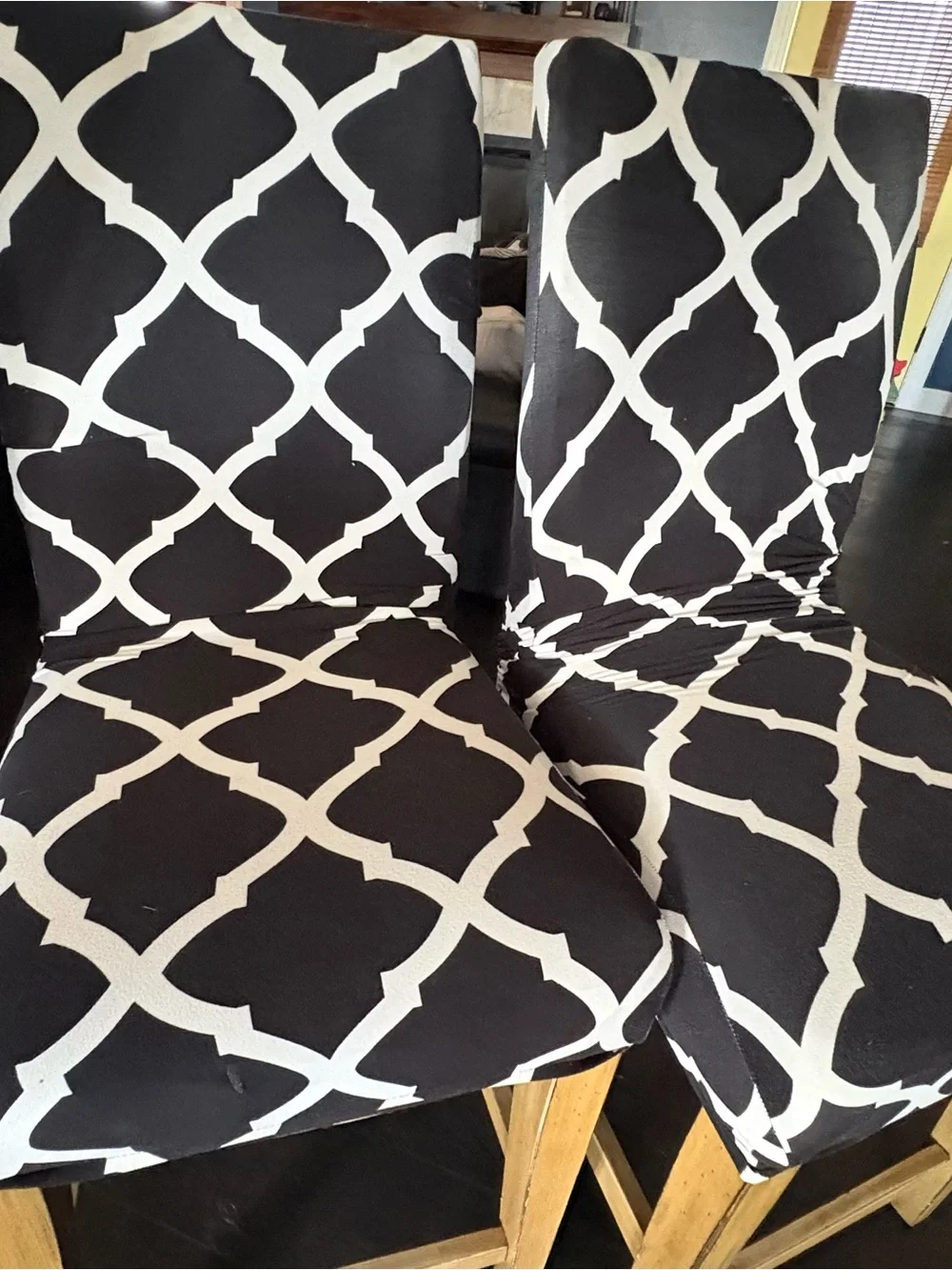 Geometric Black and White Stretch Chair Slipcovers - Set of 4