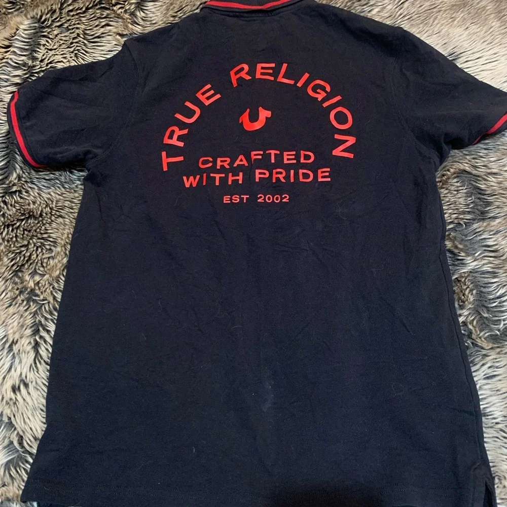 True religion classic polo Black /Red trim & logo Size L