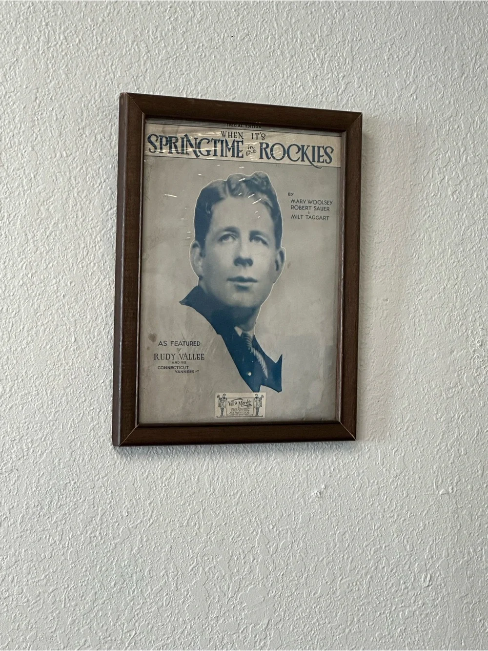 Vintage Rudy Vallée “When It’s Springtime in the Rockies” Framed Sheet Music