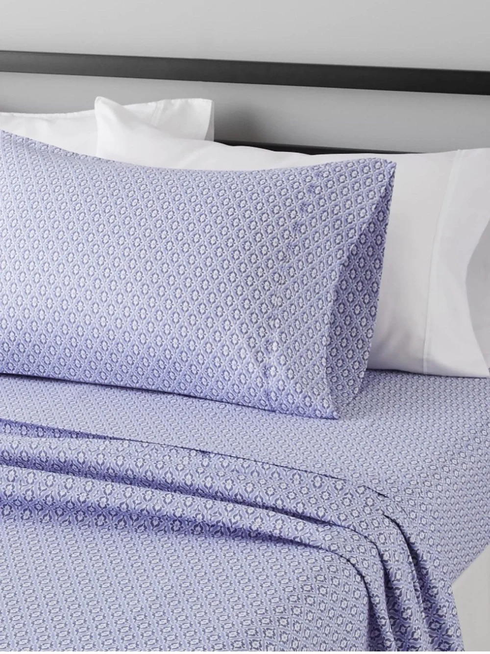 TWIN Super-Soft Easy-Care Bedsheet Set 3Pc. Brushed Microfiber - BLUE DAMASK