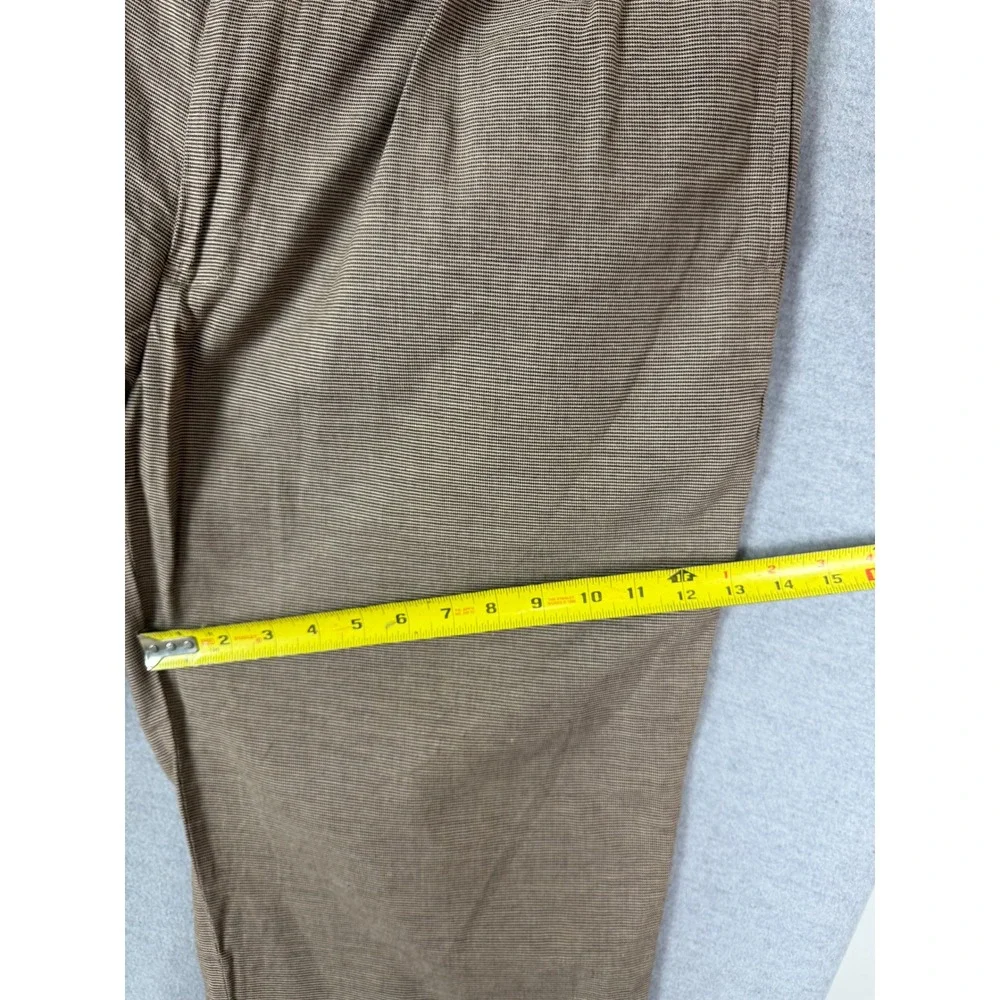 Polo Ralph Lauren Mens Brown Micro Houndstooth Pleated Cuffed Cotton Pants 35x27
