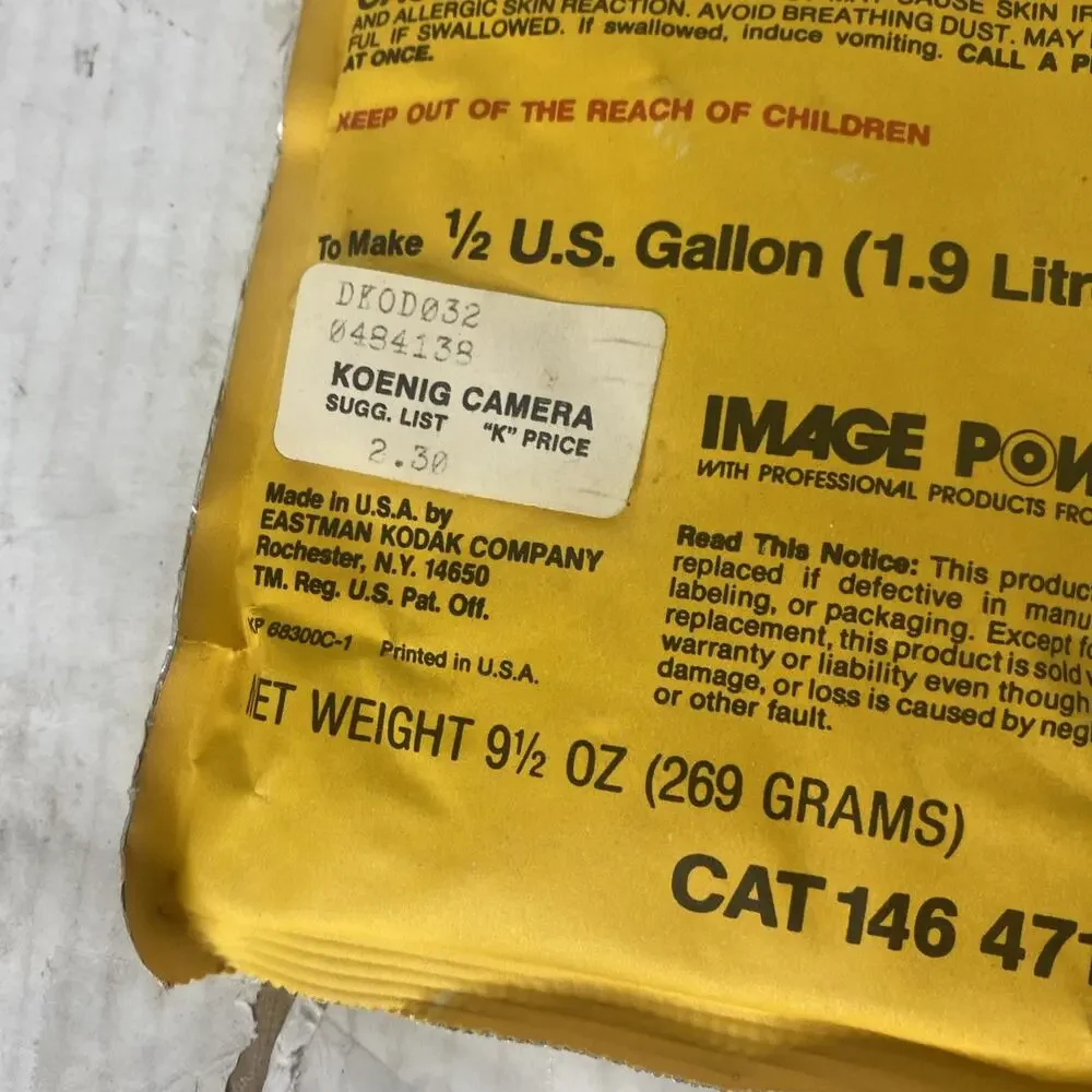 KODAK DEKTOL Developer CAT 146 4718 Makes 1/2 Gallon Weight 9 1/2 Oz New Sealed
