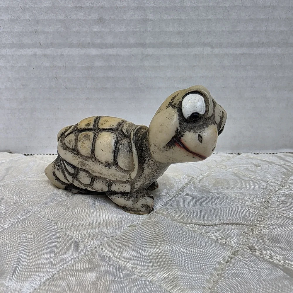 Cute Vintage Cresco Turtle Figurine Whimsy Resin Book Case Fairy Garden Planter