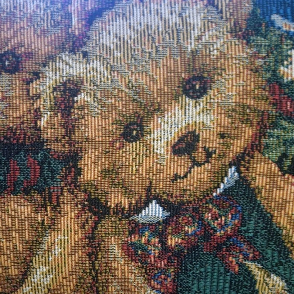 Christmas Bears Pillow Tapestry Burgundy Needlework Design Holiday Decor 16 X 12