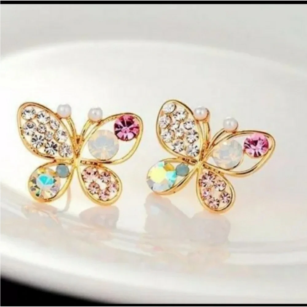 Rhinestone Butterfly Earrings