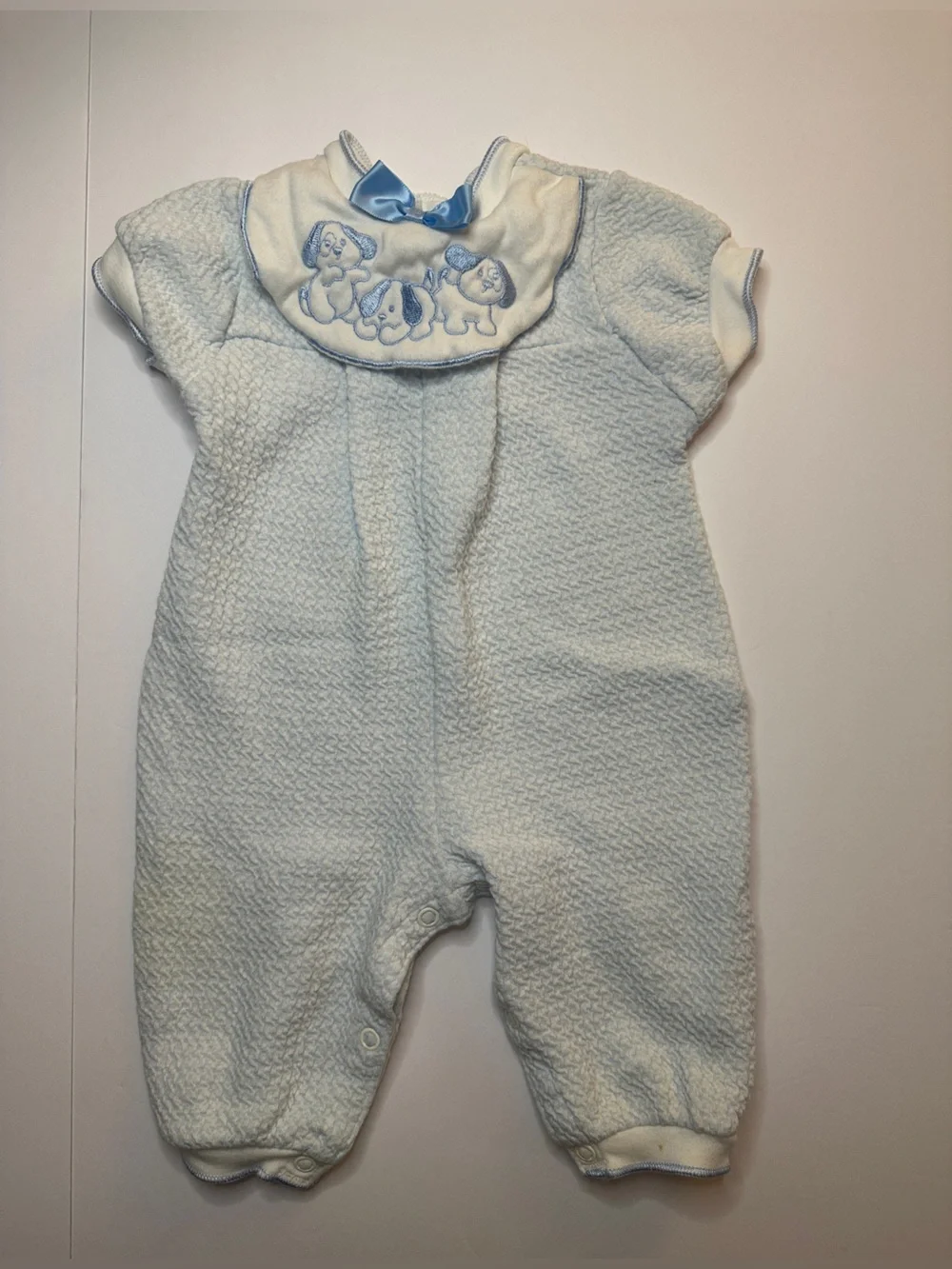 Vintage Carters Blue Embroidered Onesie Size 6 Months