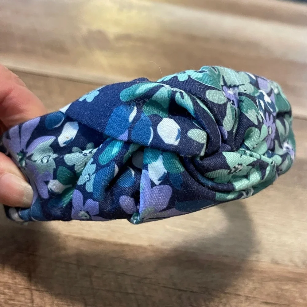 Navy‎ Floral Knot Headband Women's Fabric Hair Accessory