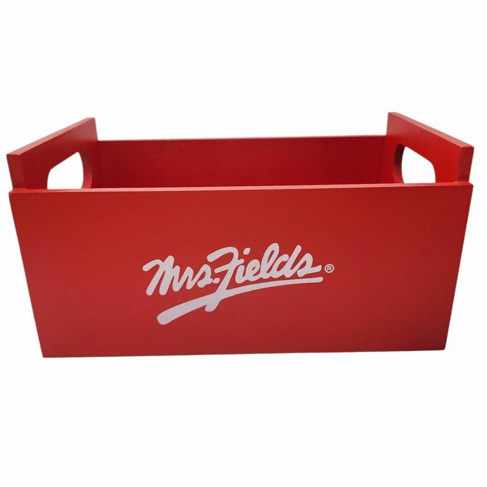 Vintage Mrs. Fields Red Wooden‎ Crate Tote Store Display Cookie Logo Box