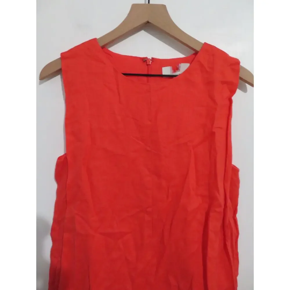 Banana Republic Women Sz S Coral Gem Pinnacles Linen Romper Sleeveless Mini