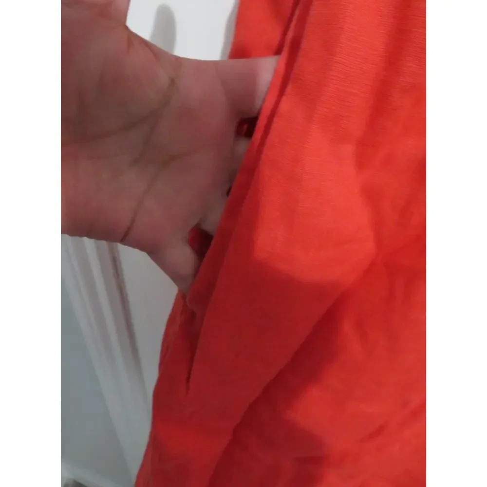 Banana Republic Women Sz S Coral Gem Pinnacles Linen Romper Sleeveless Mini