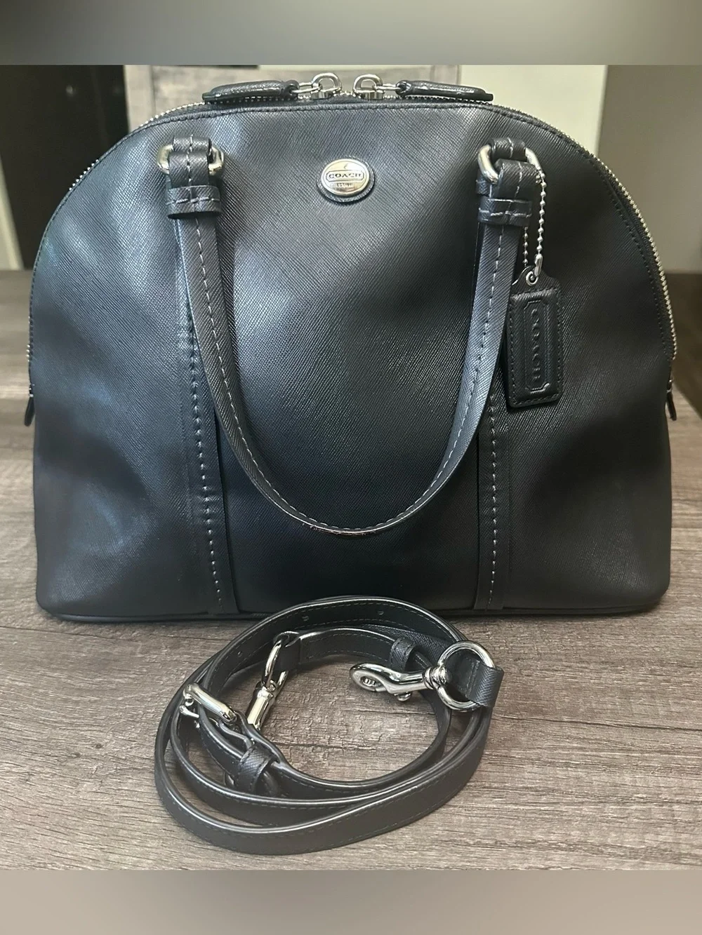 Coach Peyton Leather Cora Domed Satchel