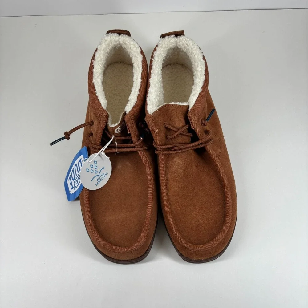 HEYDUDE Wally Mid GripR Warmth Men's‎ 13 Brown Suede Faux-Shearling Chukka Boots