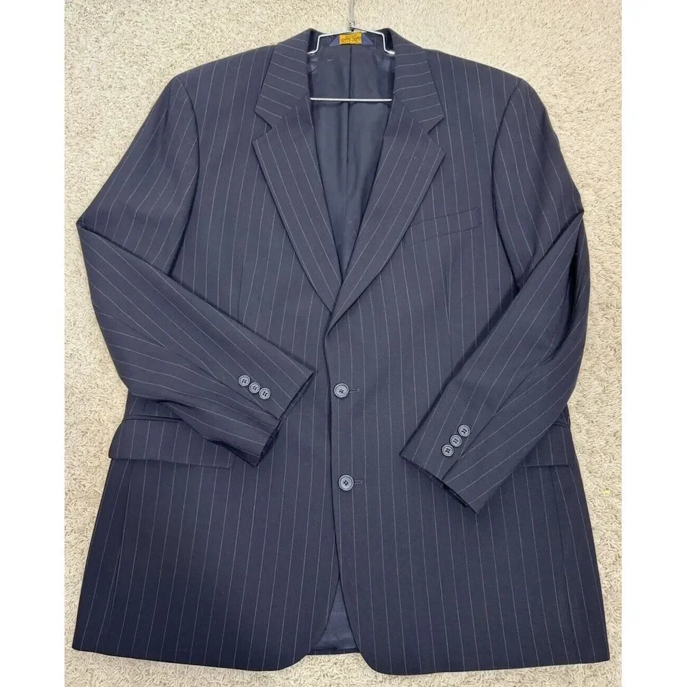 Brooks Brothers Brooksease 44L Navy Pinstripe Wool Blazer‎ Sport Coat Jacket
