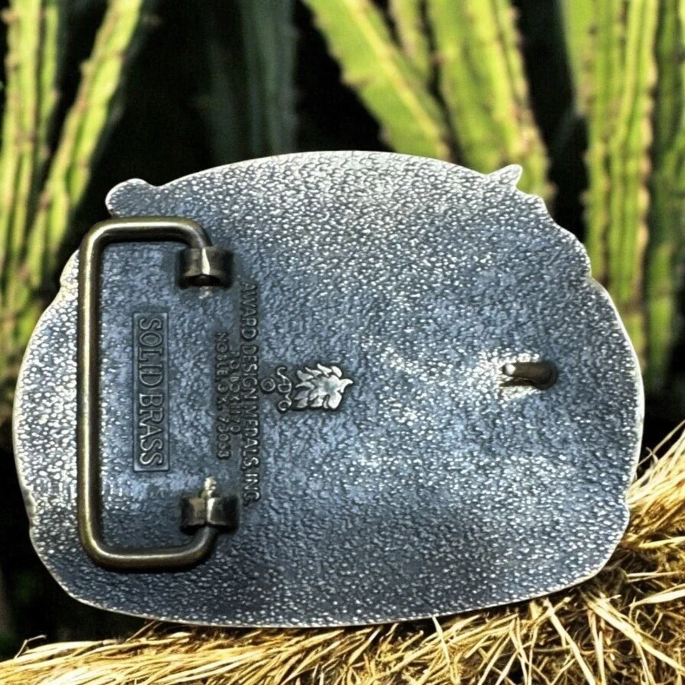 American Sportsman🔥Bow Hunting Bird Dog 1980 Solid Brass Vintage Western Buckle
