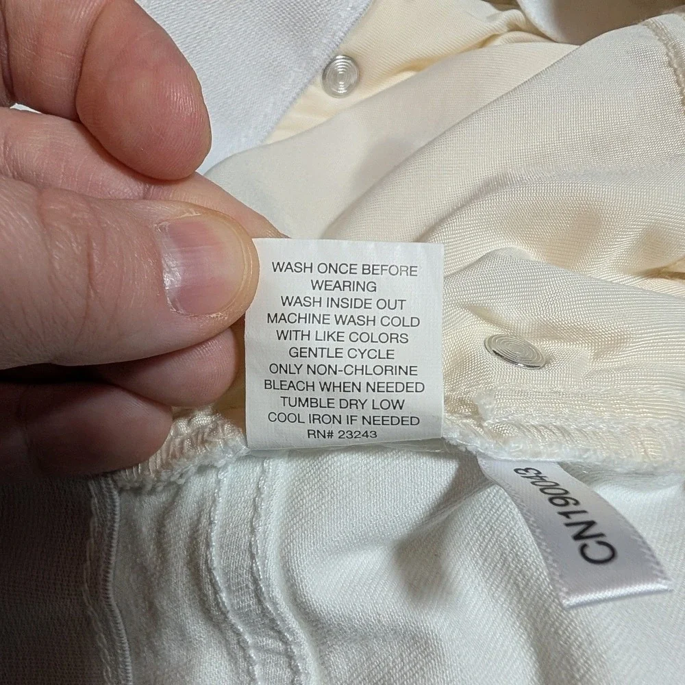 New York & Co White Distressed High Rise‎ Skinny Capri Jeans Raw Hem Women's 14