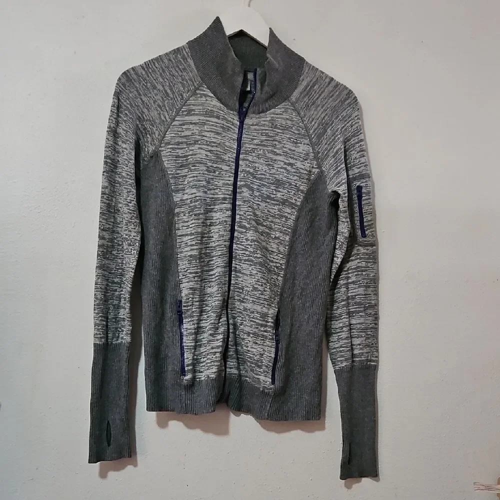 Sky Woman  Heathered Gray Zip-Up Sweater