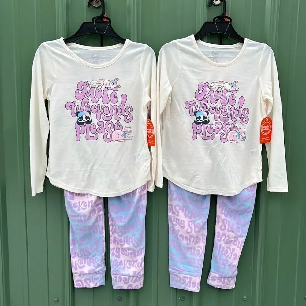 Long Sleeve Top with Jogger Pants Pajama Lounge Sleep 2pc Set 2-Pack Size M