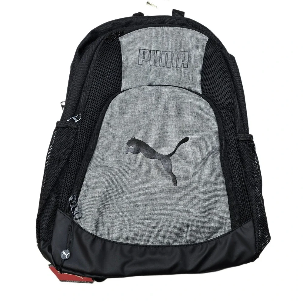 Puma Training‎ Backpack Black Grey Laptop Pocket Water Bottle Side Pockets NEW