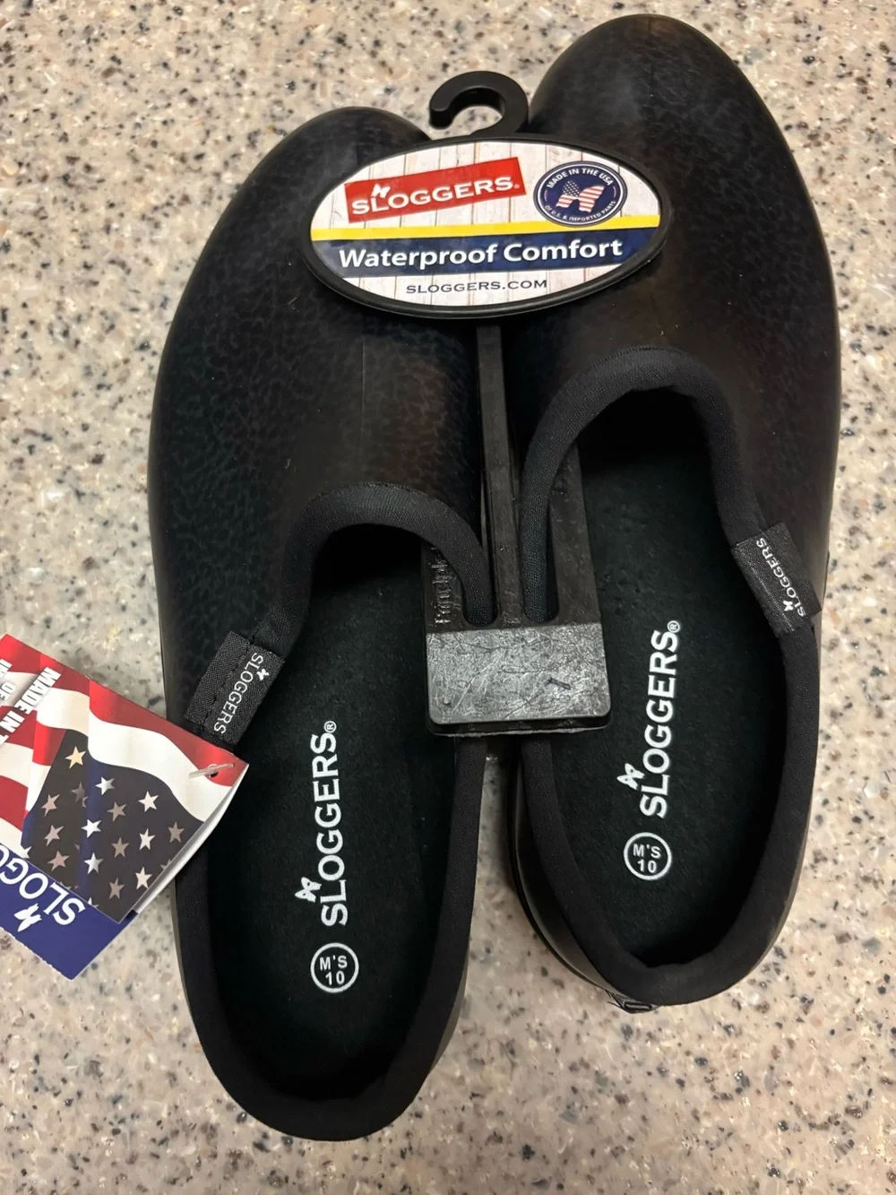 Sloggers Mens' Waterproof Comfort Slip-On Rain & Garden Shoes, Black, NWT, sz 10