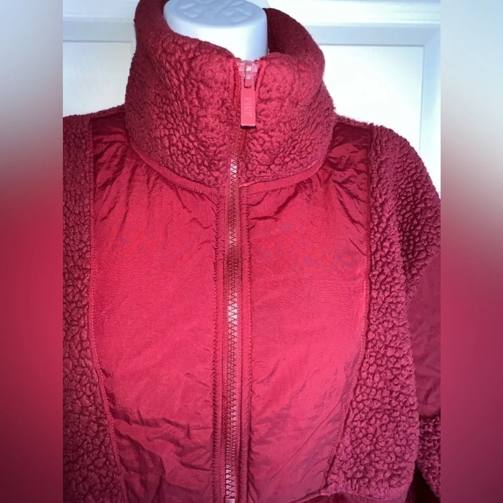 Victoria Secret PINK X Small Red Teddy Half Zip Oversized Sweater Jacket Xs