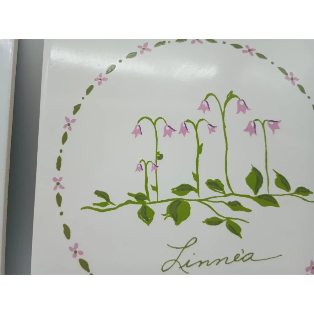 Bergquist Imports Tile Set Signed Katharine Dahlman Floral Norwegian 6