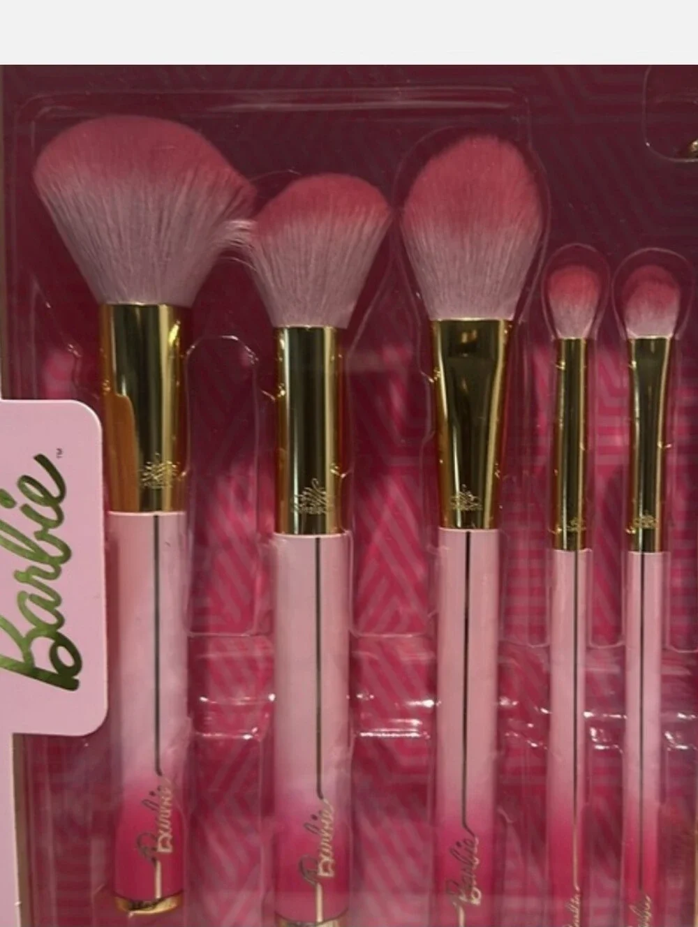 Barbie Pink and Gold Makeup Brush Set with Palm Pouch