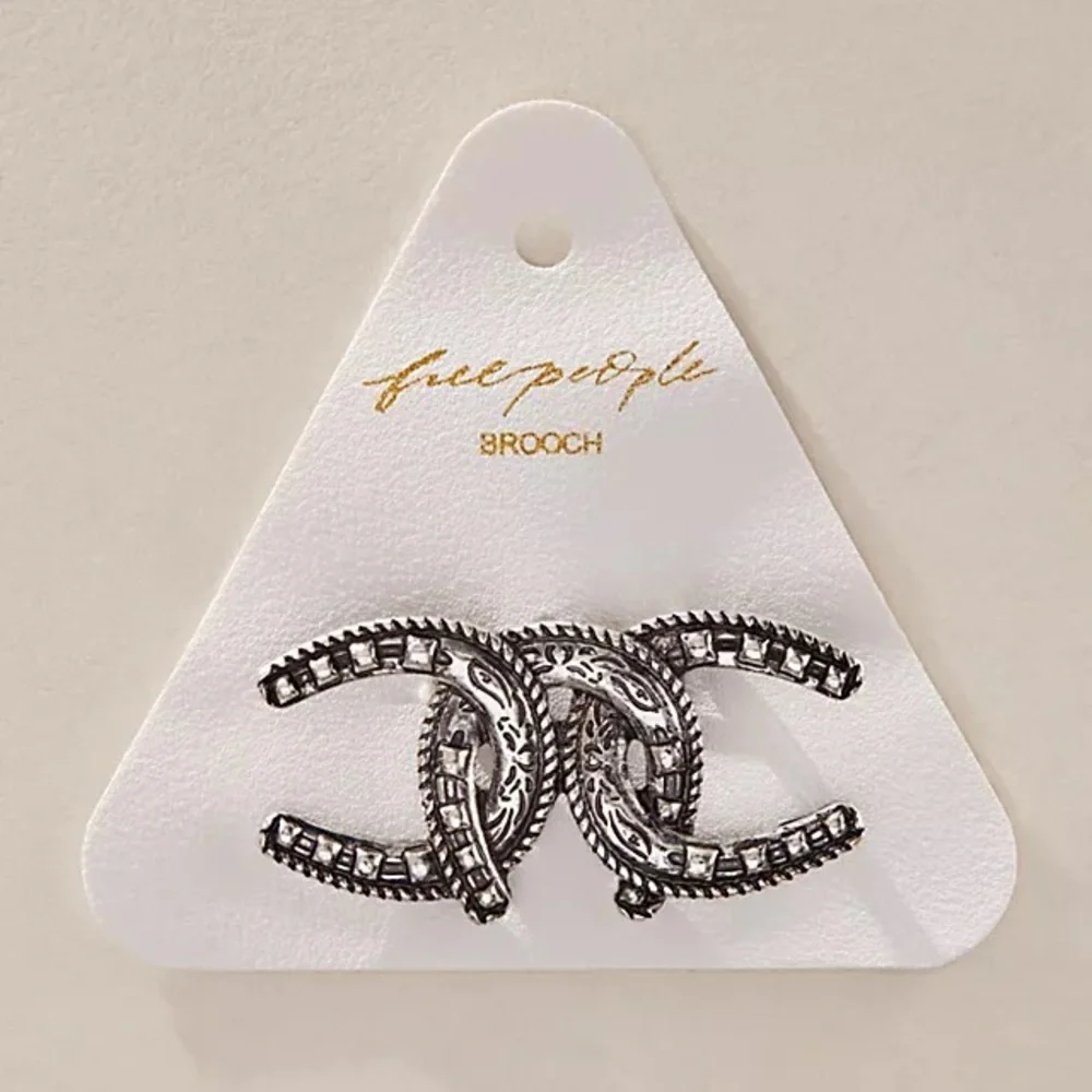 Free People Rodeo Time Silver Brooch Pin NWT