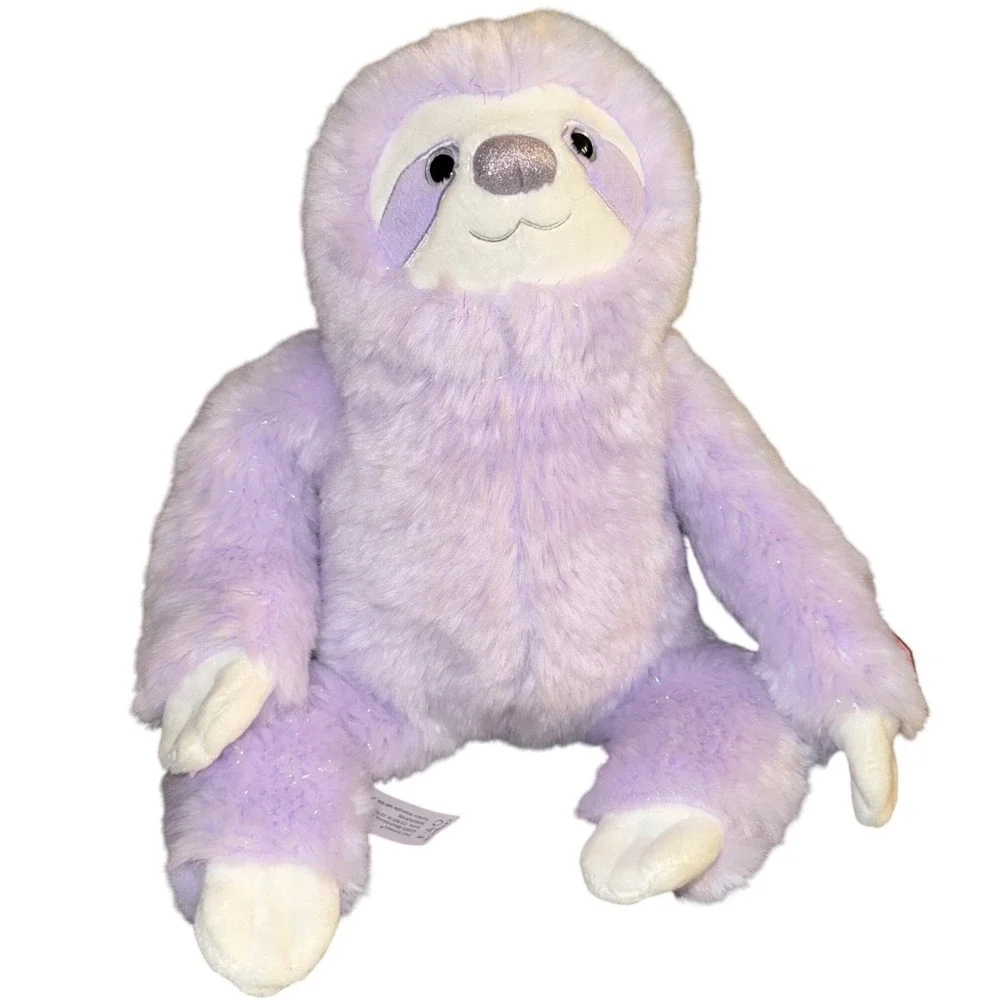 FAO Schwarz Sparklers Plush Sloth Stuffed Animal Lavender Purple Glitter Sparkle