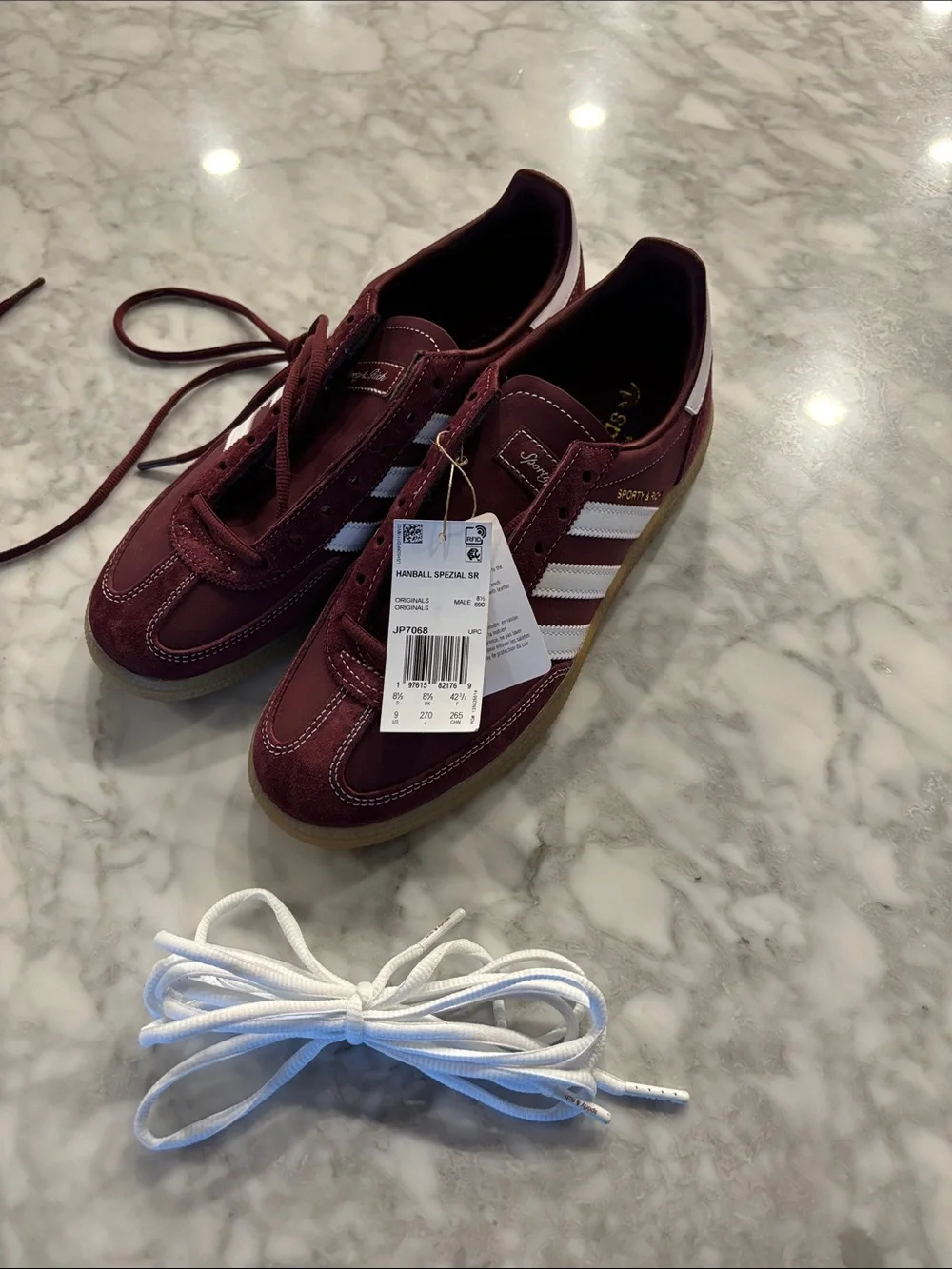 adidas Sporty and Rich Spezial Shoes ,Burgundy with White Stripes, 9M