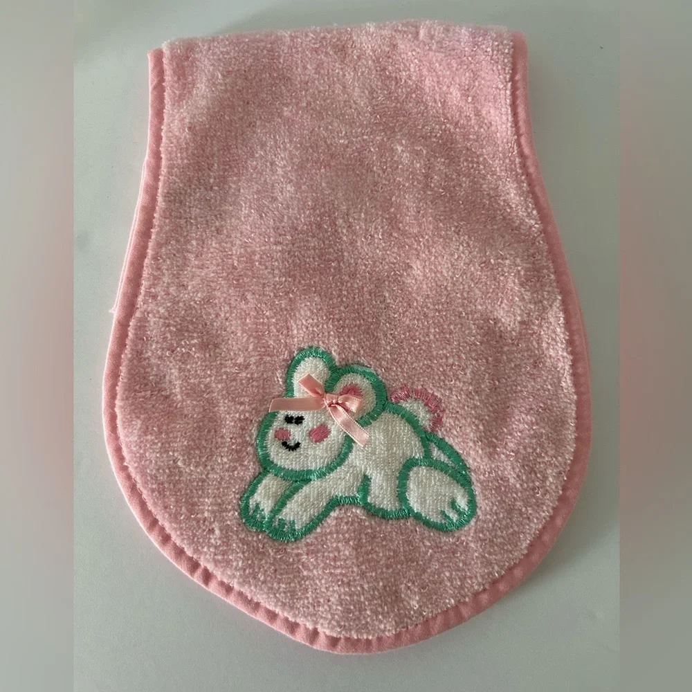 🦋 5/$25 - Hamco Baby Bib and Burp Cloth Set Embroidered Bunny Vintage 90’s