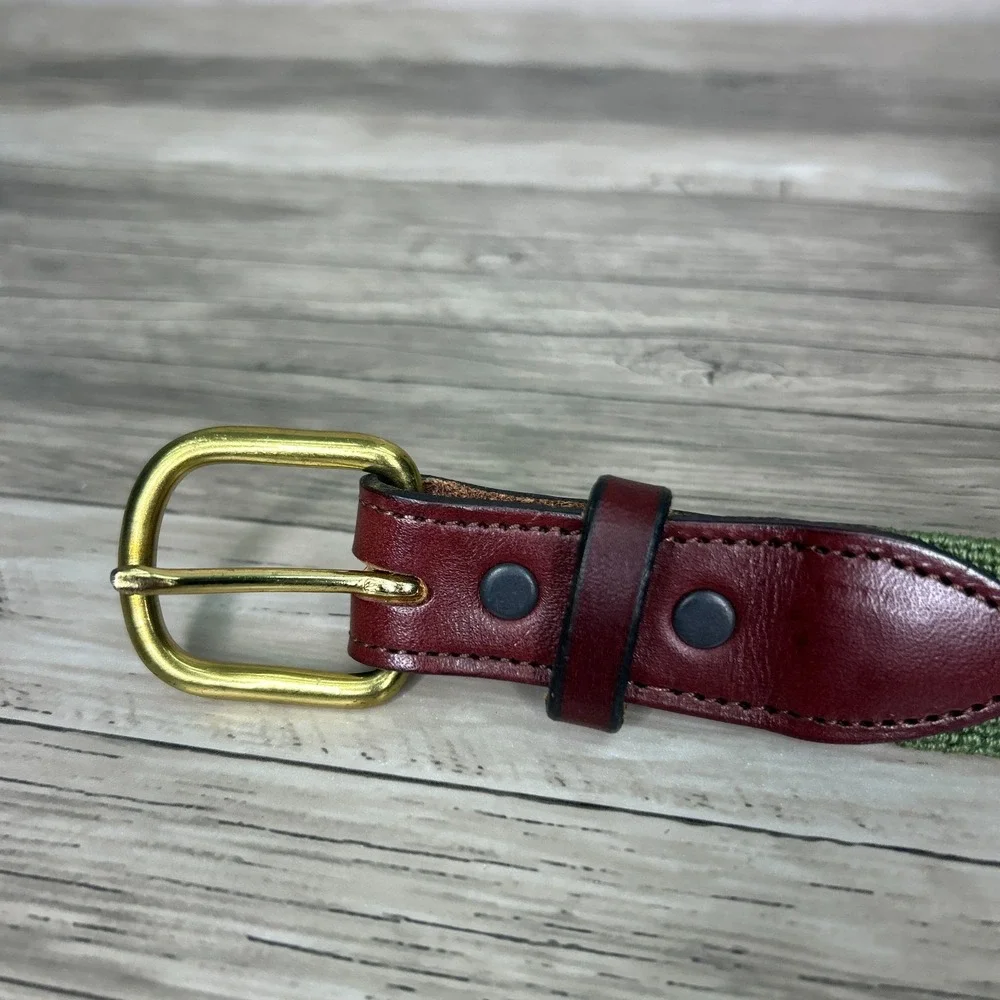 Needlepoint‎ Golf Belt Size 39 Vintage Golf Balls Grandpa Green