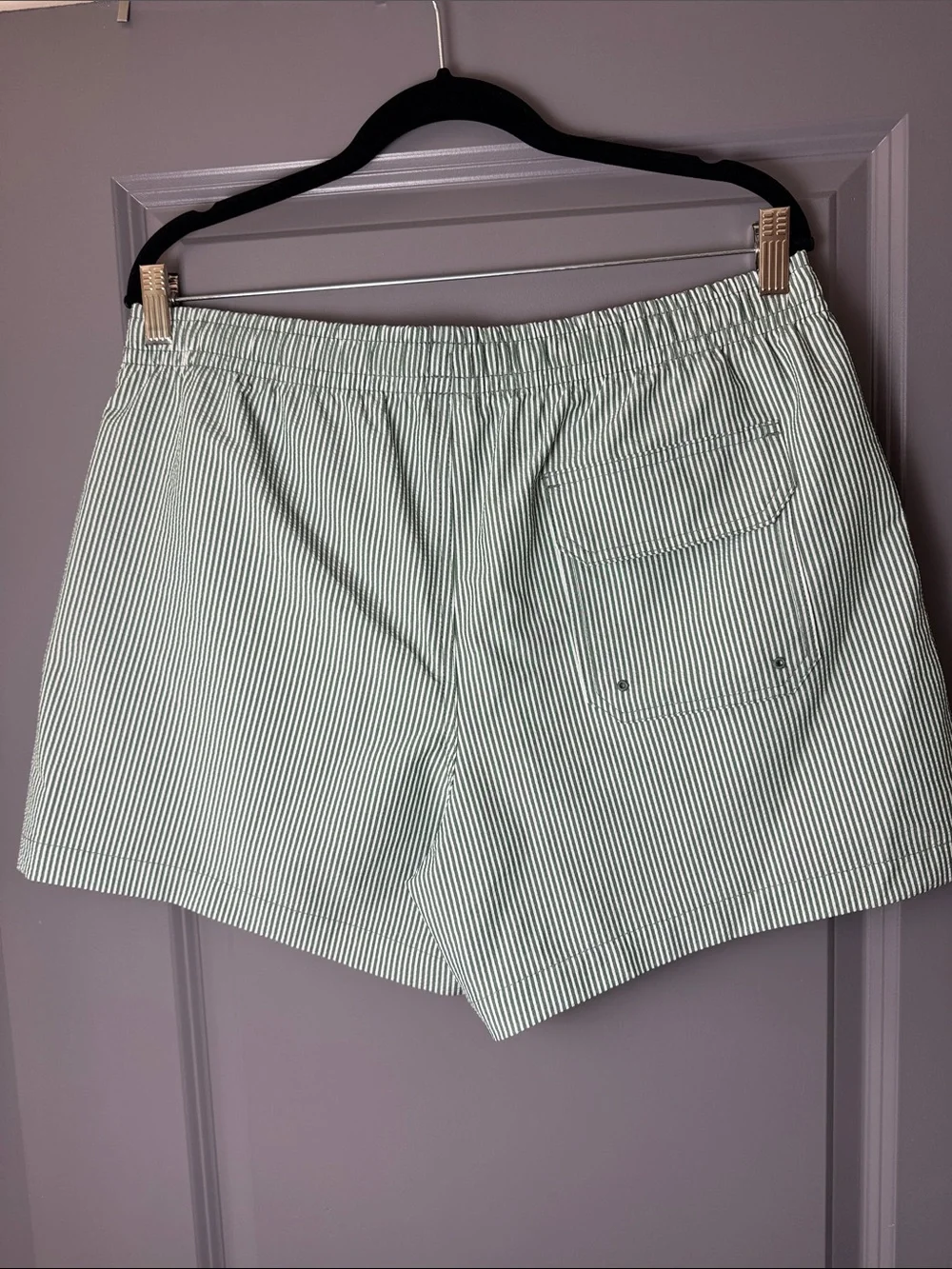 Abercrombie & Fitch Seersucker Swim Trunks Green Stripe Size Large