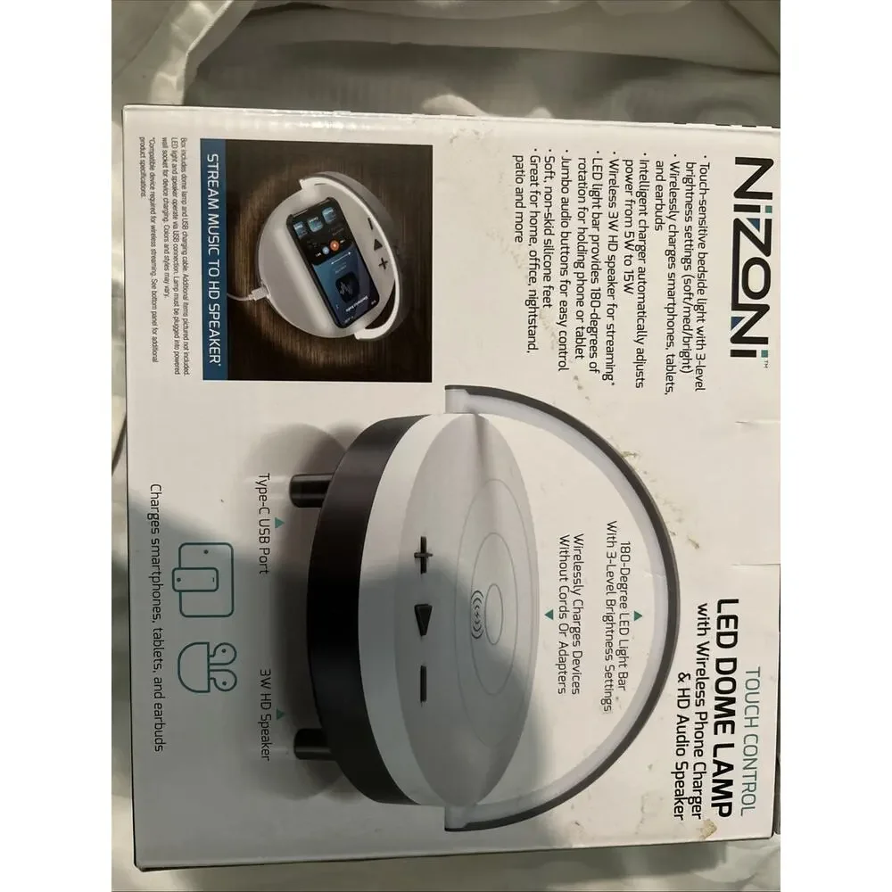 NiZoni LED DOME LAMP with Wireless Phone Charger & HD Audio Speaker. (NEW)