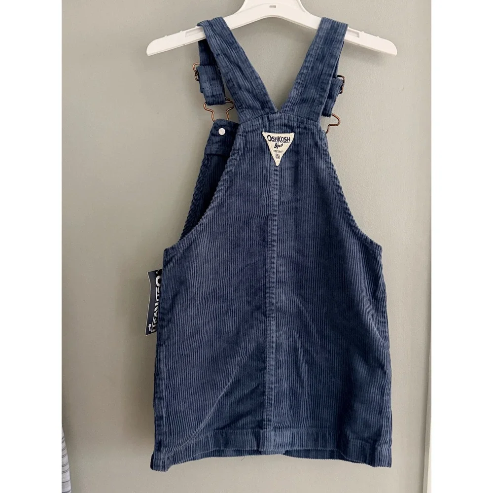 OshKosh Girls Corduroy Pinafore‎ Dress Blue Jumper Overall NWT Size 4T