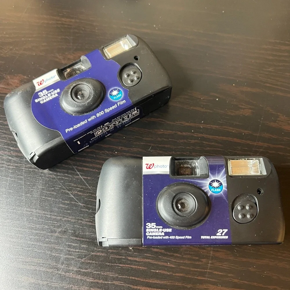 2 Walgreens WPhoto 35mm Single Use Disposable Cameras Flash 27 Exposures EXPIRED