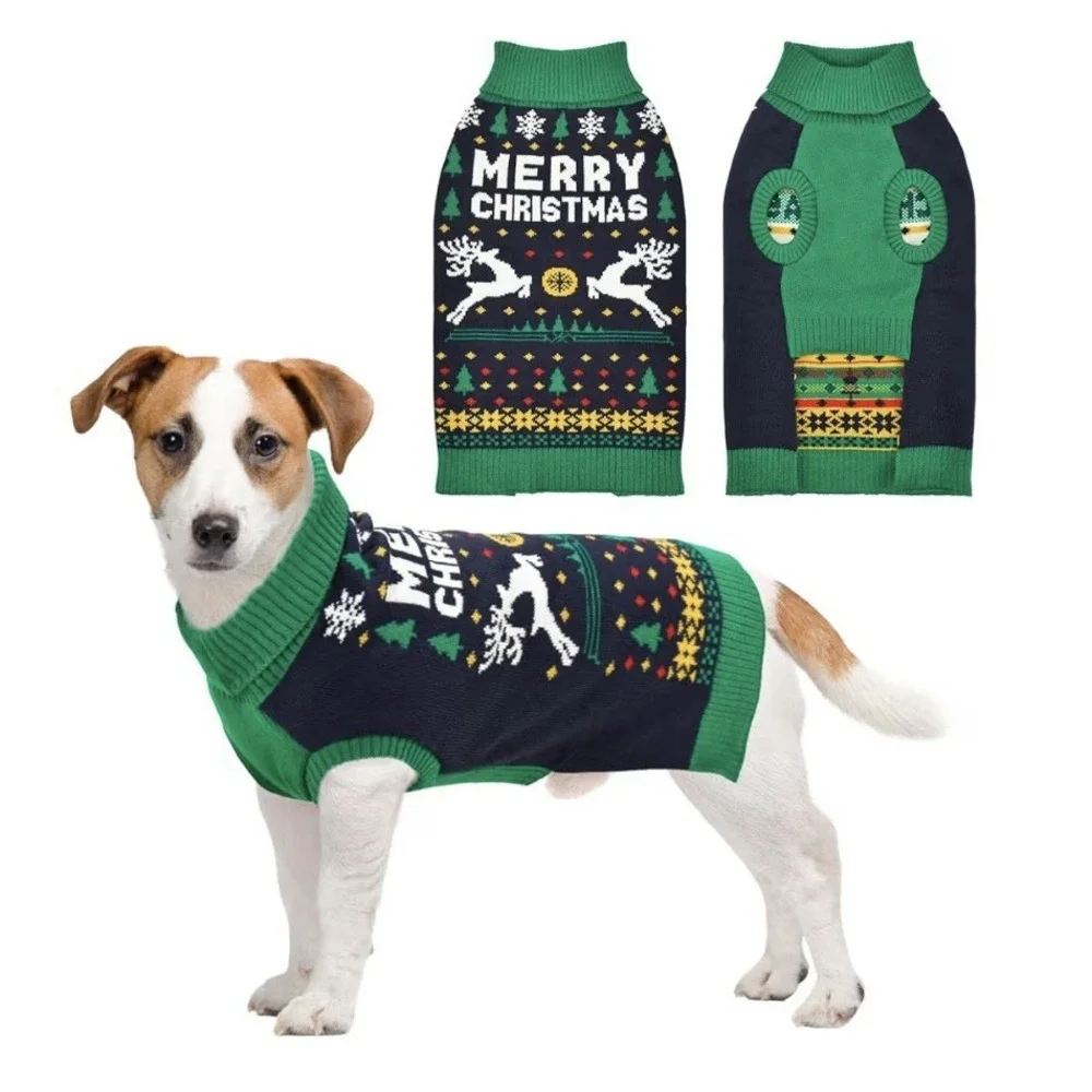 Vehomy Christmas Dog Sweater Xmas Pet Clothes Cat Puppy Turtleneck XL