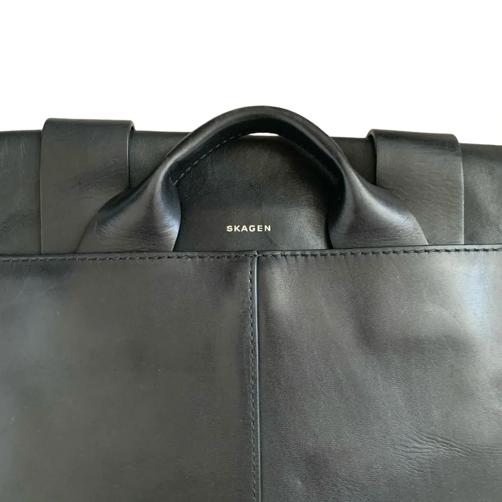 Skagen black cowhide