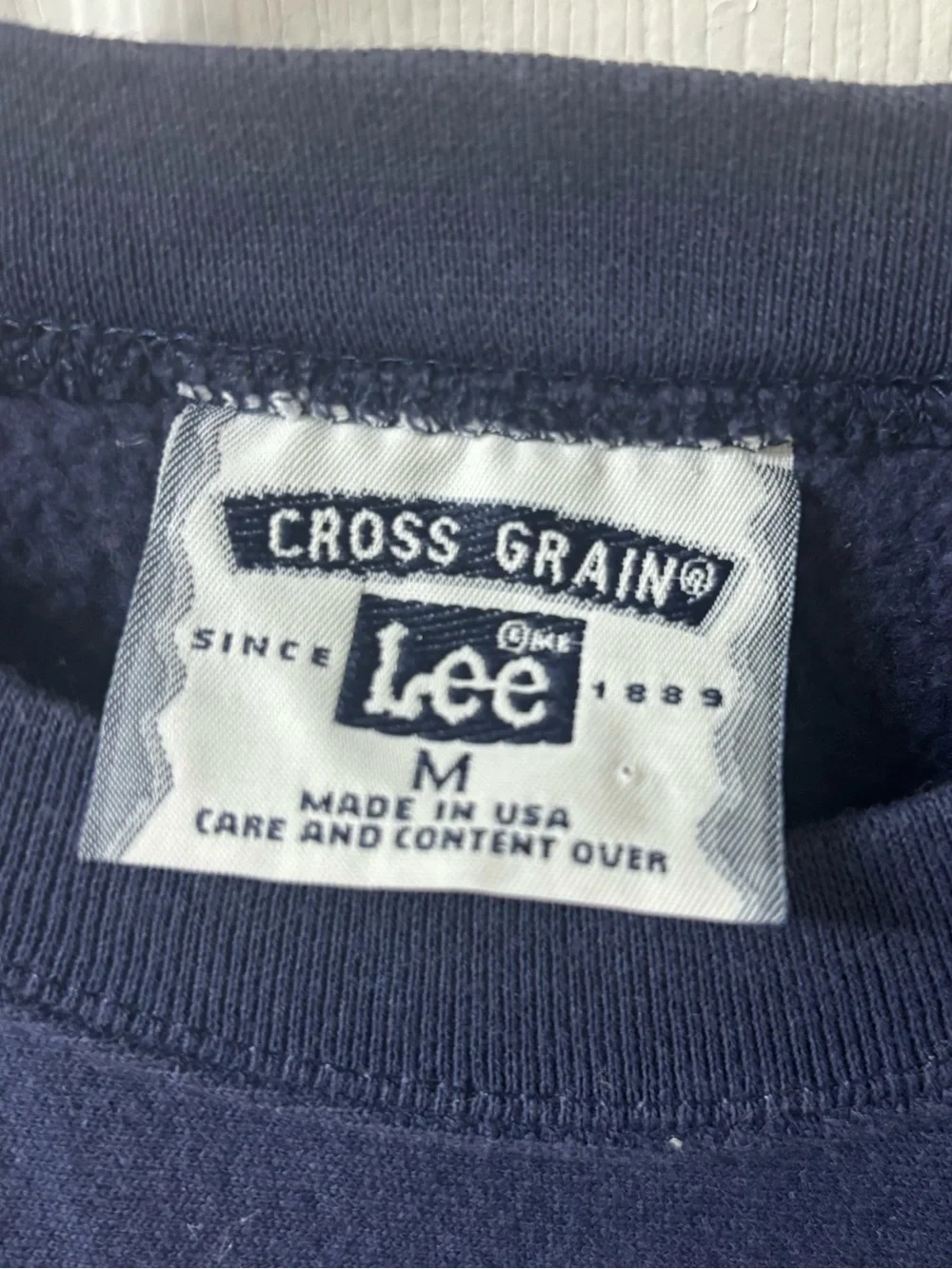 Vintage Lee Embroidered Globe Crewneck Sweatshirt Navy Blue Retro Streetwear