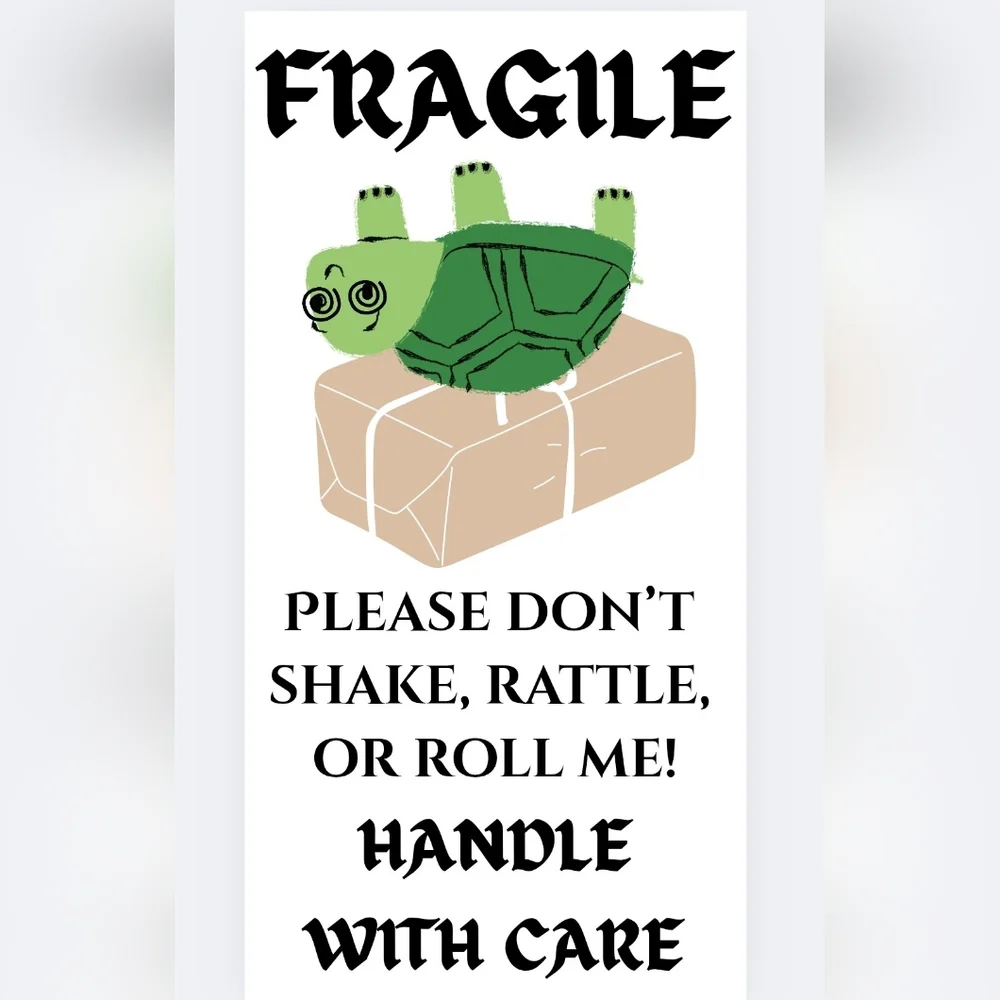 30 Custom Fragile Turtle Handle With Care Stickers