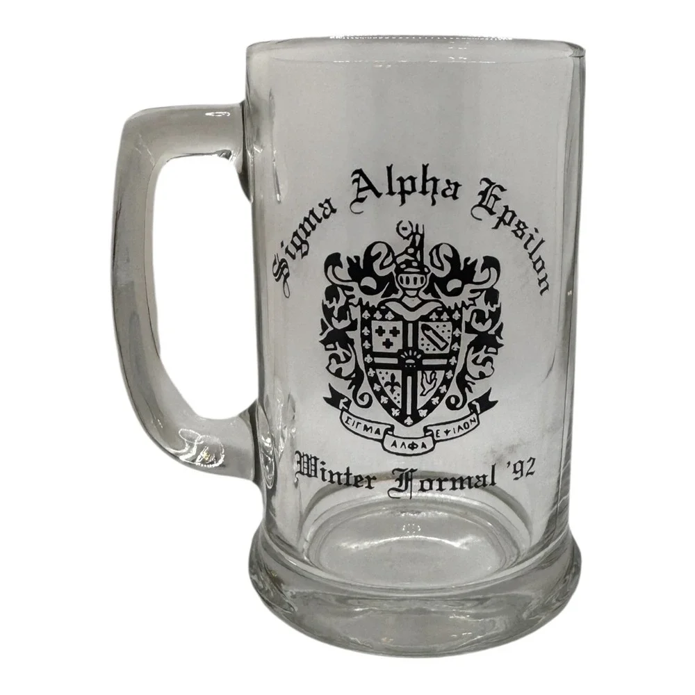 Sigma Alpha Epsilon SAE Winter Formal 92 Vintage Glass Beer Mug Stein Fraternity