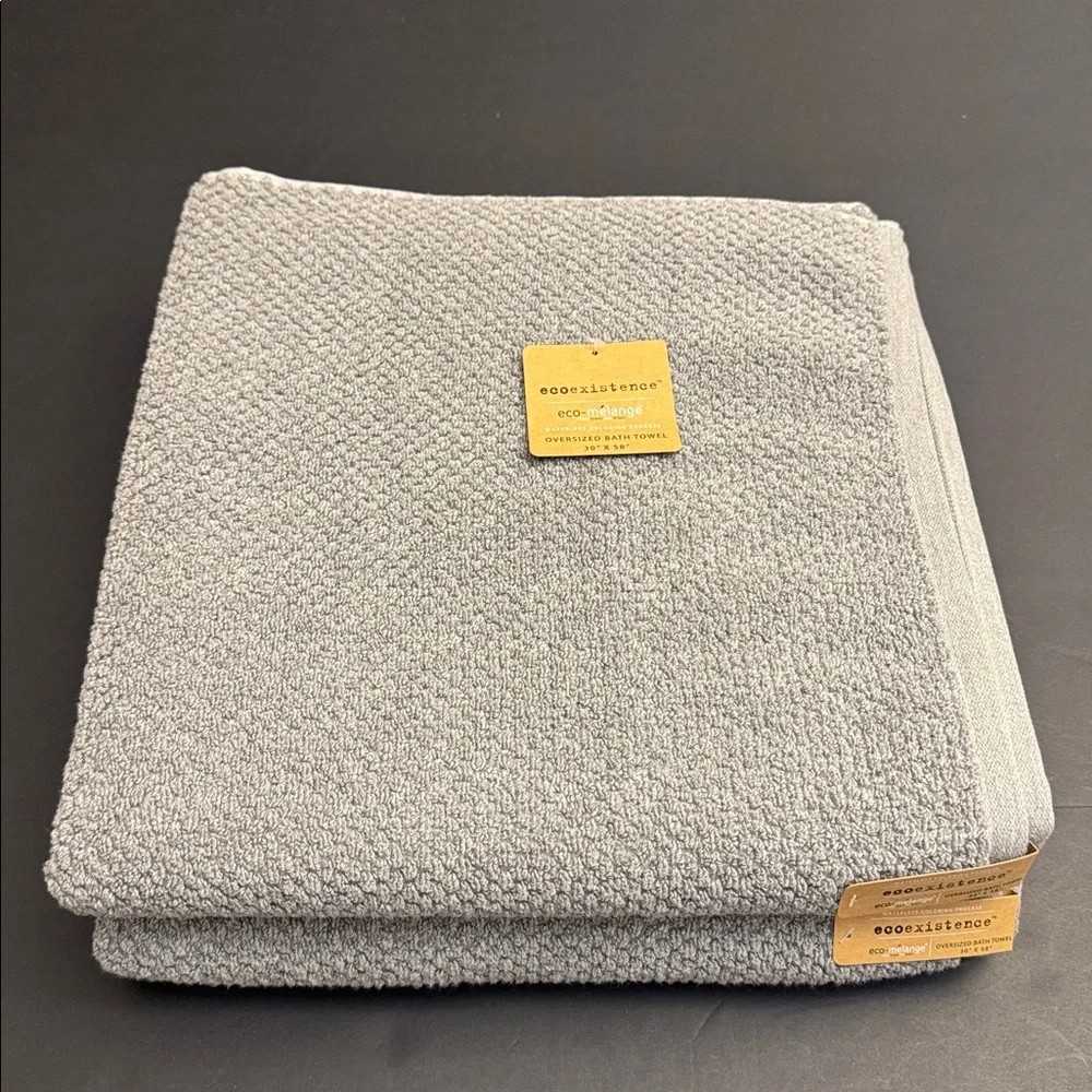 2pc ECOEXISTENCE Eco-Melange Oversized Bath Towel Set - Gray - 30
