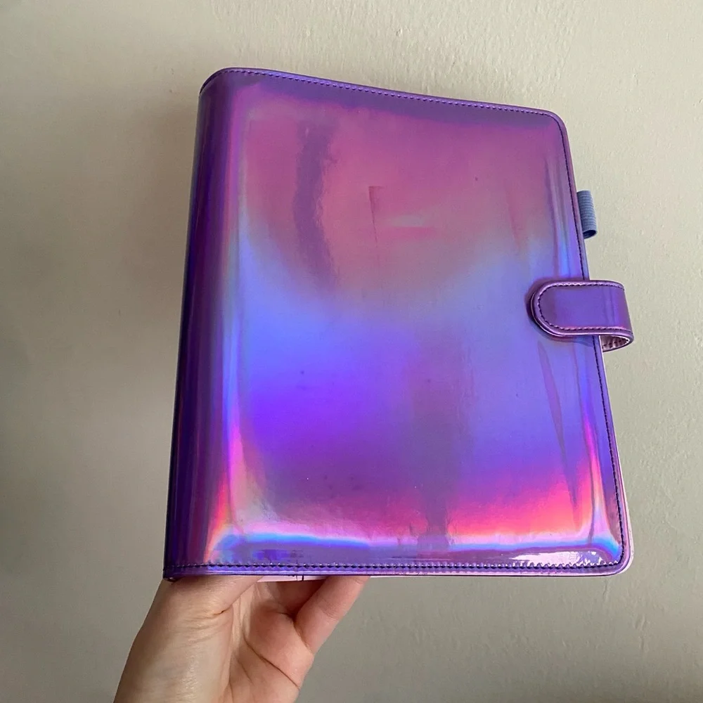 Small Iridescent Purple Binder with Removable Monthly Tabs